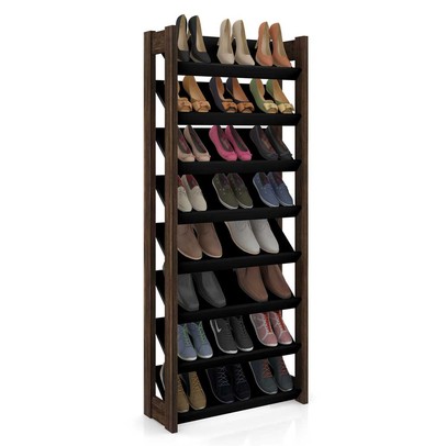 Sapateira 8 Prateleiras Az1006 Preto/Nogal - Tecno Mobili