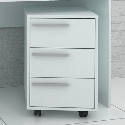 Gaveteiro 3 Gavetas com Rodízios Branco Fosco Ho-2929 - Hecol Móveis