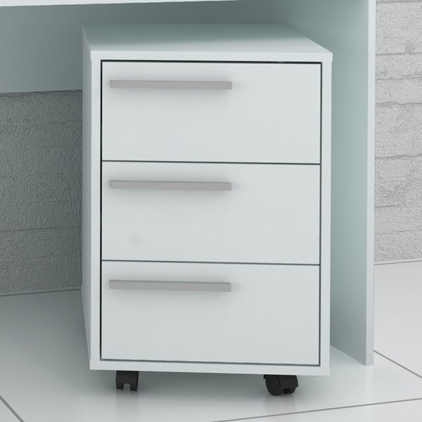 Gaveteiro 3 Gavetas com Rodízios Branco Fosco Ho-2929 - Hecol Móveis