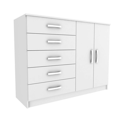 Cômoda 2 Portas 5 Gavetas Atenas Branco - Evidencia