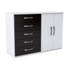 Cômoda 2 Portas 5 Gavetas Atenas Preto/Branco - Evidencia