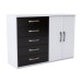 Cômoda 2 Portas 5 Gavetas Atenas Preto/Branco - Evidencia