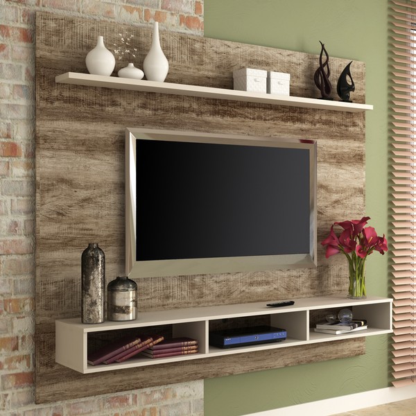 Painel para TV Até 60 Polegadas Porto Alegre Rústico/Off White - Manto Móveis