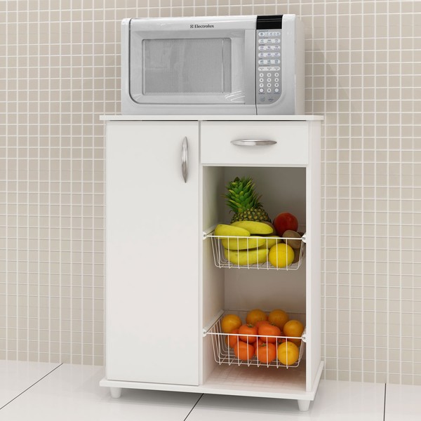 Armário de Cozinha para Forno com Fruteira 1 Porta 1 Gaveta Belize Branco New - Notavel