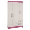 Guarda-Roupa Infantil 4 Portas 2 Gavetas Nt5005 Flex Rosa/Branco - Notável Móveis