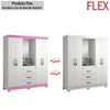 Guarda-Roupa Infantil 4 Portas 3 Gavetas com Espelho Nt5015 Flex Rosa/Branco - Notàvel