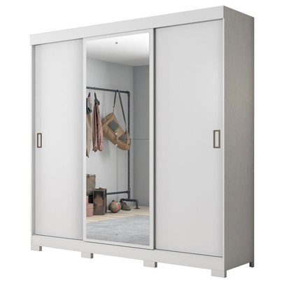 Guarda-Roupa Casal 3 Portas de Correr com Espelho Nt5020 Branco - Notavel