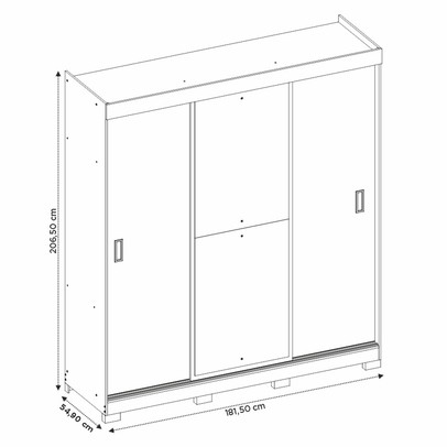 Guarda-Roupa Casal 3 Portas de Correr com Espelho Nt5020 Branco - Notavel