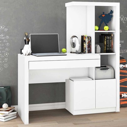 Mesa para Computador 2 Portas 1 Gaveta  Me4143 Branco - Tecno Mobili
