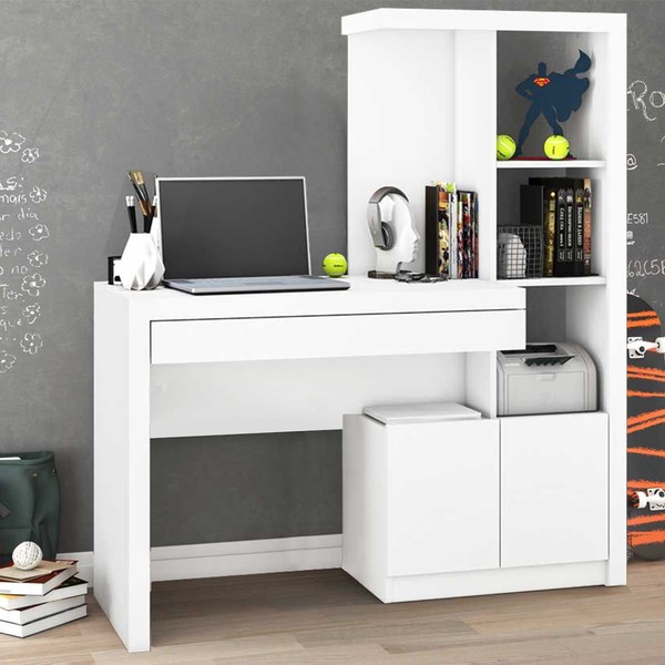 Mesa para Computador 2 Portas 1 Gaveta  Me4143 Branco - Tecno Mobili