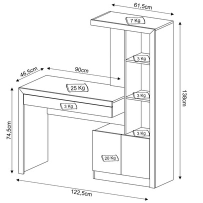 Mesa para Computador 2 Portas 1 Gaveta  Me4143 Branco - Tecno Mobili