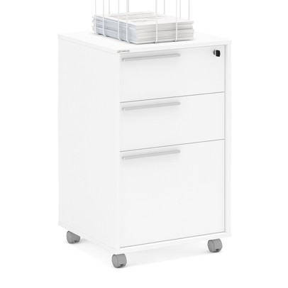 Gaveteiro Arquivo com Rodízios Maia 3 Gavetas com Chave Branco - Politorno