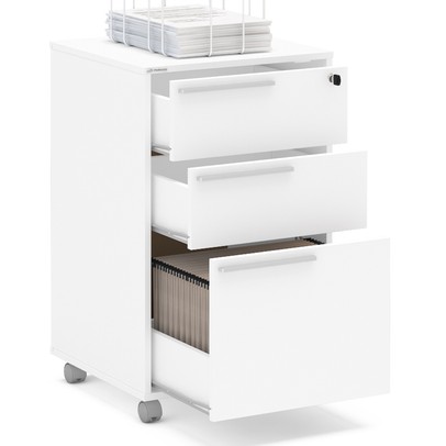 Gaveteiro Arquivo com Rodízios Maia 3 Gavetas com Chave Branco - Politorno