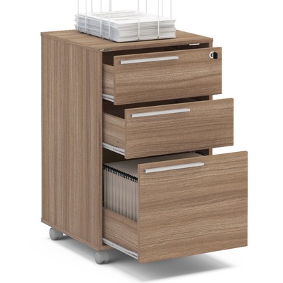 Gaveteiro Arquivo com Rodízios Maia 3 Gavetas com Chave Castanho - Politorno