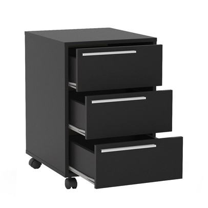 Gaveteiro com Rodízios Maia 3 Gavetas Preto - Politorno