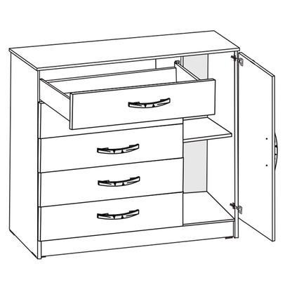 Cômoda 5 Gavetas 1 Porta Bélgica 20100 Demolição - Pnr Móveis