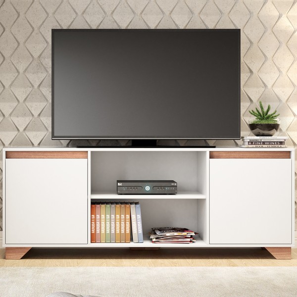 Rack para TV Até 55 Polegadas Benevello 2 Portas 2032 Branco - Quiditá Móveis