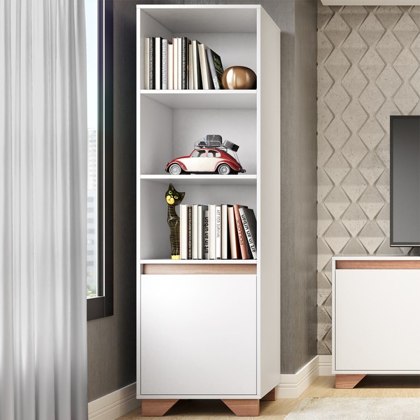 Estante para Livros Benevello 1 Porta 4 Prateleiras 2033 Branco - Quiditá Móveis