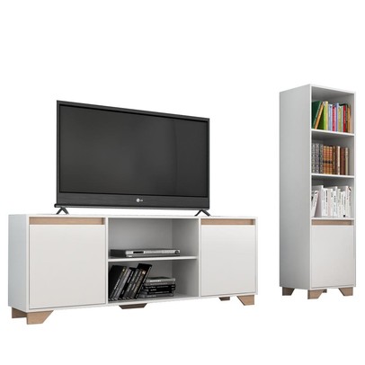 Sala de Estar Completa para TV Até 50 Polegadas Benevello 3 Portas 2041 Branco - Quiditá Móveis