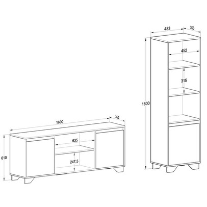 Sala de Estar Completa para TV Até 50 Polegadas Benevello 3 Portas 2041 Branco - Quiditá Móveis