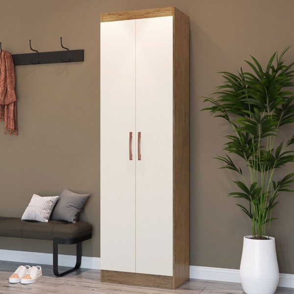 Armário Multiuso Ibiza 2 Portas 4 Prateleiras 4099 Off White/Nogueira - Doripel