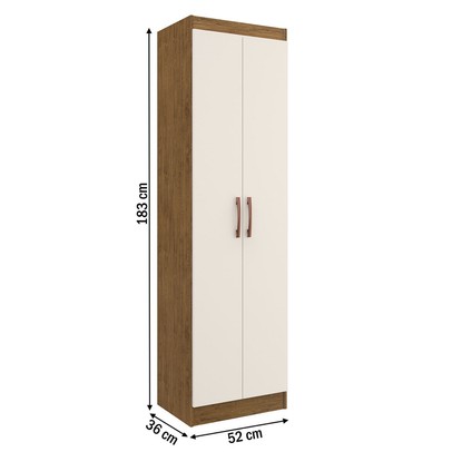 Armário Multiuso Ibiza 2 Portas 4 Prateleiras 4099 Off White/Nogueira - Doripel