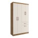 Guarda-Roupa Solteiro Marbella 4 Portas 2 Gavetas 5804 Off White/Nogueira - Doripel