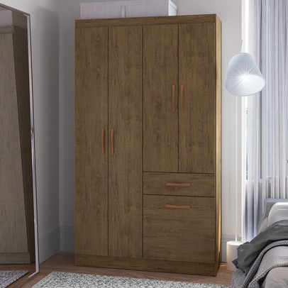 Guarda-Roupa Solteiro Marbella 4 Portas 2 Gavetas 5804 Amarula - Doripel
