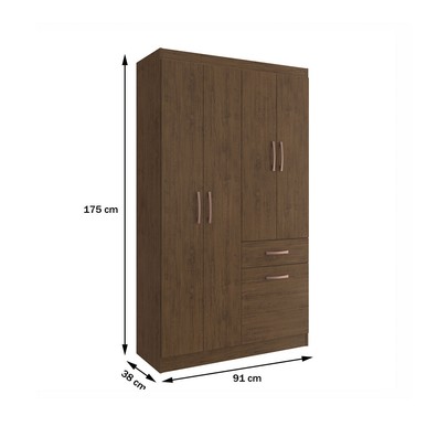 Guarda-Roupa Solteiro Marbella 4 Portas 2 Gavetas 5804 Amarula - Doripel