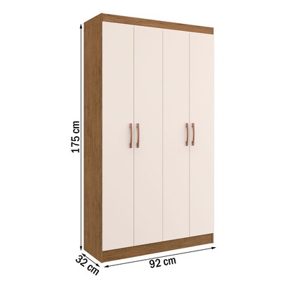Armário Multiuso Dueto 4 Portas 8 Prateleiras Off White/Nogueira - Doripel