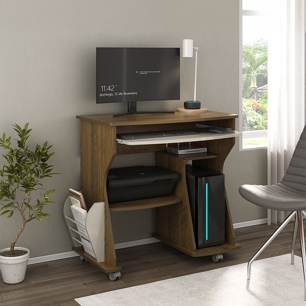 Mesa Escrivaninha 160 3 Nichos Pinho /Off White - Artely