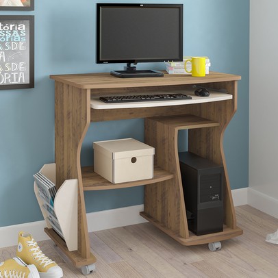 Mesa Escrivaninha 160 3 Nichos Pinho /Off White - Artely