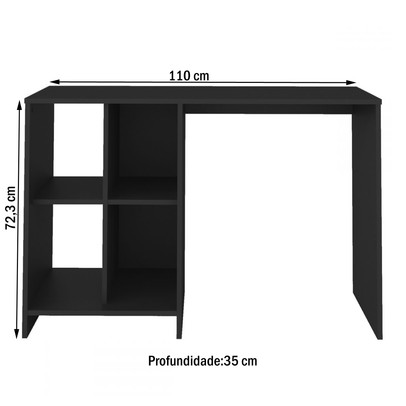Mesa Escrivaninha Matrix 4 Nichos Preto - Artely