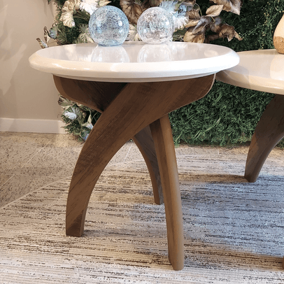 Mesa de Canto 100% Mdf Jade Off White C/Pinho - Artely