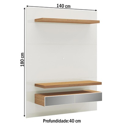 Painel para TV Até 55 Polegadas 100% Mdf com Led 2 Gavetas Tb106e Off White/Freijó - Dalla Costa