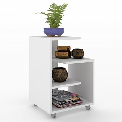 Mesa de Canto 2 Prateleiras Branco 600051 - Vedere