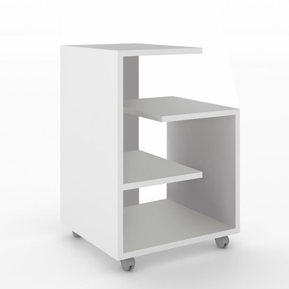 Mesa de Canto 2 Prateleiras Branco 600051 - Vedere