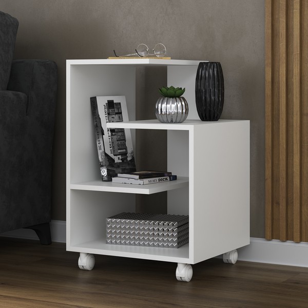 Mesa de Canto 2 Prateleiras Branco 600051 - Vedere