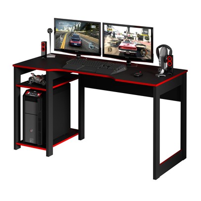 Mesa Gamer Destiny Ideal para 3 Monitores Preto/Vermelho - Tecno Mobili