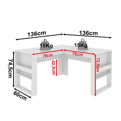Mesa para Escritório Angular Me4145 Branco - Tecno Mobili
