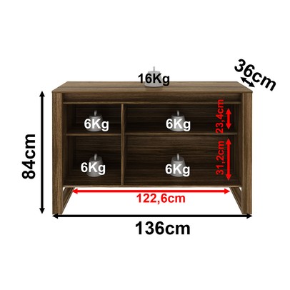 Armário para Escritório Horizontal 3 Portas Me4147 Nogal - Tecno Mobili