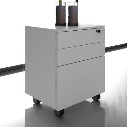 Gaveteiro com Rodízios 3 Gavetas com Chave Me4148 Branco - Tecno Mobili