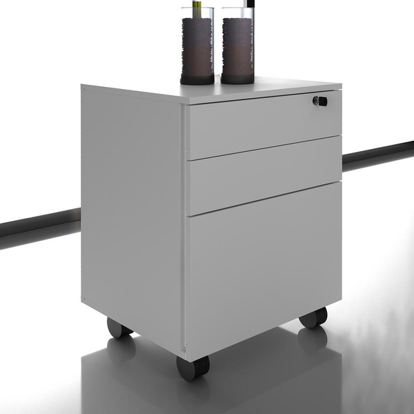 Gaveteiro com Rodízios 3 Gavetas com Chave Me4148 Branco - Tecno Mobili