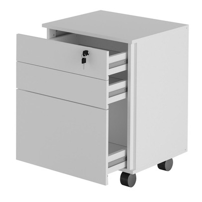 Gaveteiro com Rodízios 3 Gavetas com Chave Me4148 Branco - Tecno Mobili