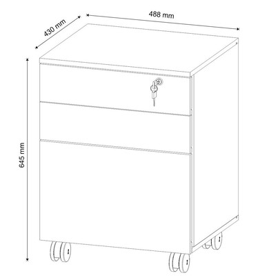 Gaveteiro com Rodízios 3 Gavetas com Chave Me4148 Branco - Tecno Mobili