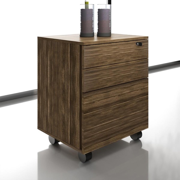 Gaveteiro com Rodízios 3 Gavetas com Chave Me4148 Nogal - Tecno Mobili