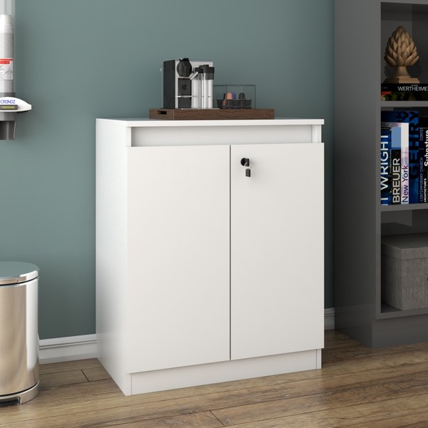 Armário para Escritório Baixo 2 Portas com Chave Me4149 Branco - Tecno Mobili