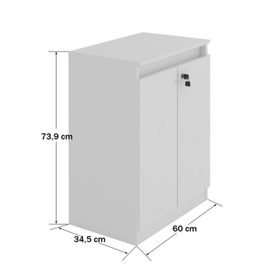 Armário para Escritório Baixo 2 Portas com Chave Me4149 Branco - Tecno Mobili