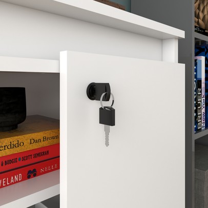 Armário para Escritório Baixo 2 Portas com Chave Me4149 Branco - Tecno Mobili