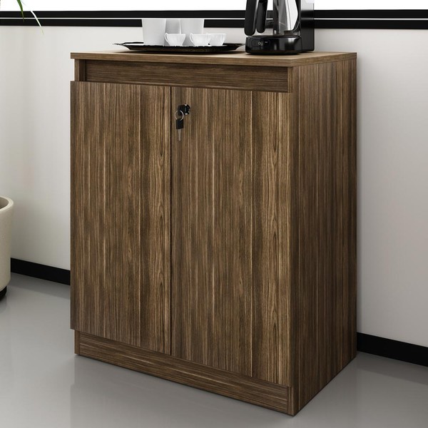 Armário para Escritório Baixo 2 Portas com Chave Me4149 Nogal - Tecno Mobili